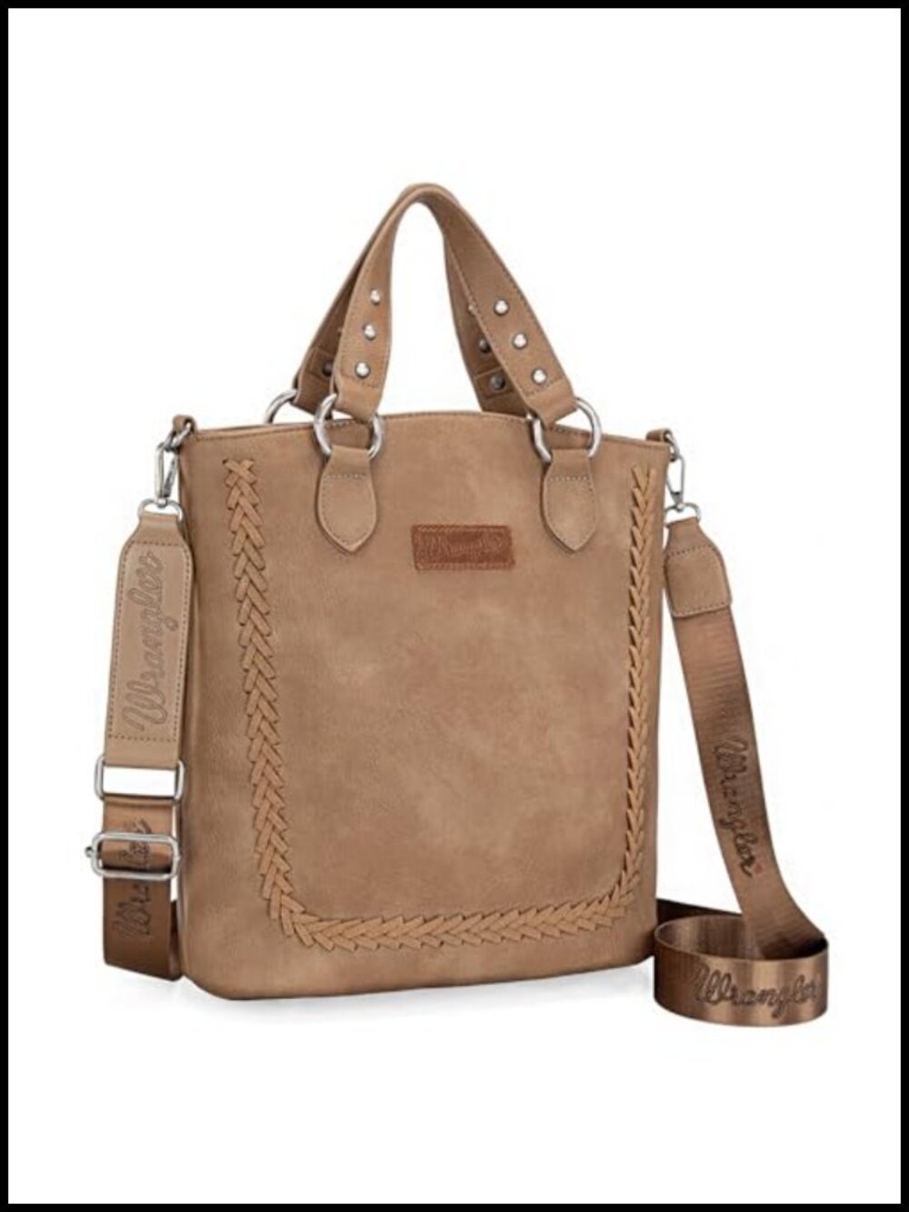 Large Vegan Leather Tote Crossbody Bag with Guitar Strap Satchel